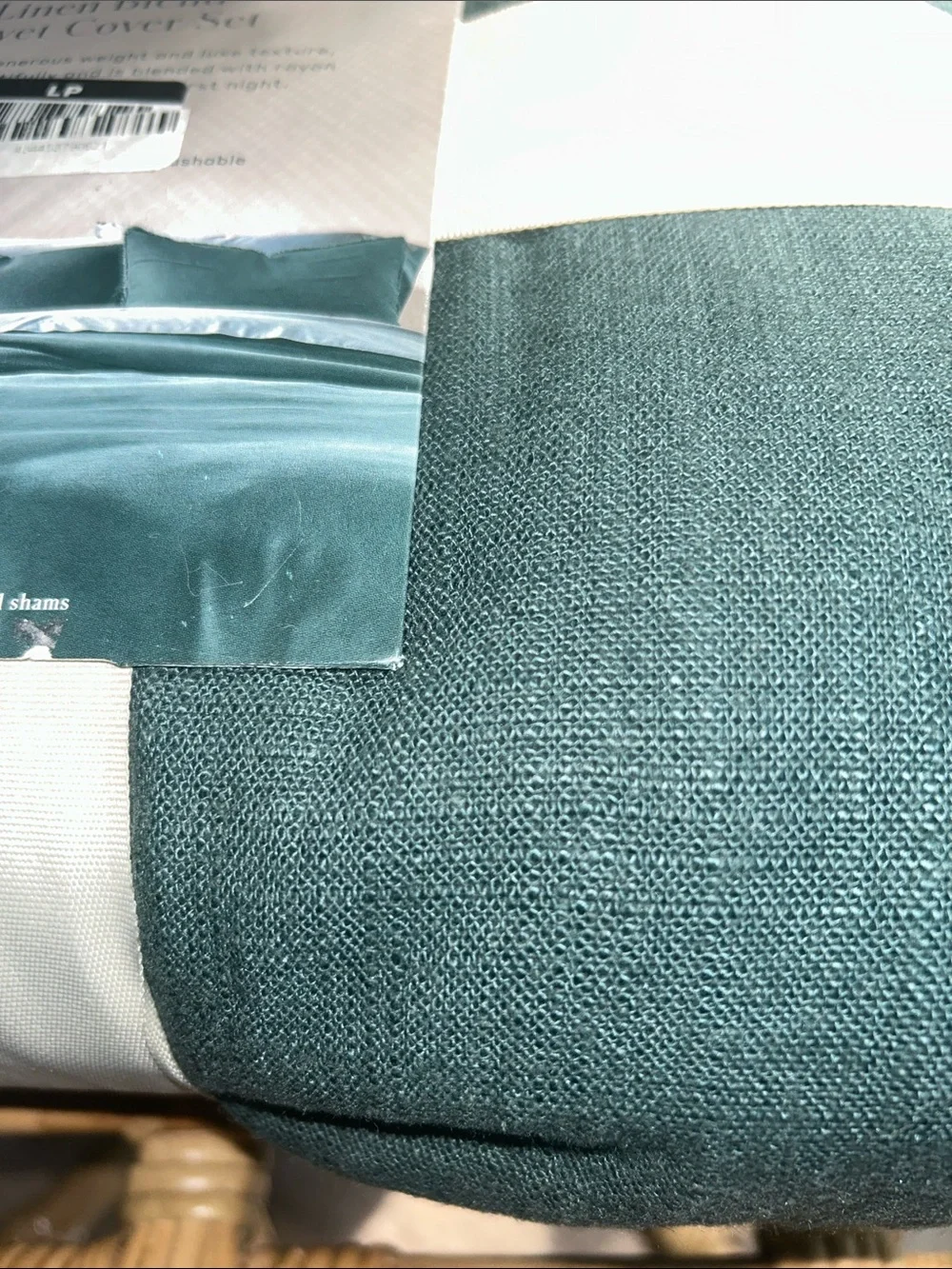 Casaluna King Dark Teal Blue Heavyweight Linen Blend Duvet Cover Set
